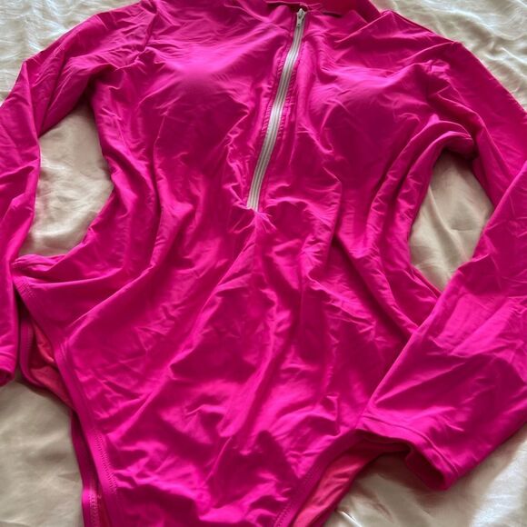 Bright Pink One Piece Swimwear Longsleeve - Picture 4 of 5